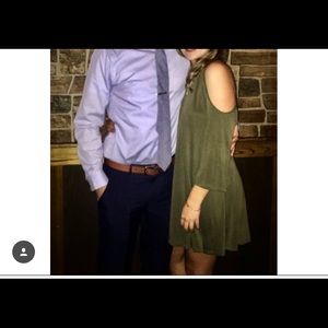 Olive Green Cold Shoulder Swingy Dress